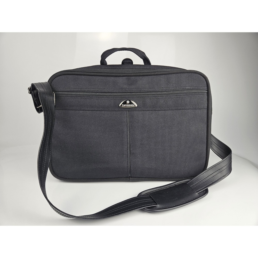 Samsonite‎ Carry On Computer Briefcase Shoulder Bag Black Canvas Black